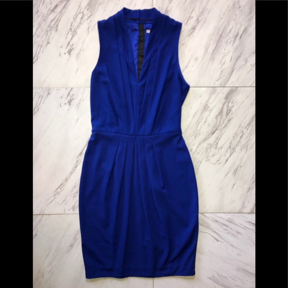 H&M Royal Blue Pleated Cocktail Dress - Picture 1 of 3